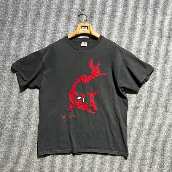 Delta Other - Vintage Delta Spider Man T Shirt Mens Large Black Red Puff Print Marvel Comics